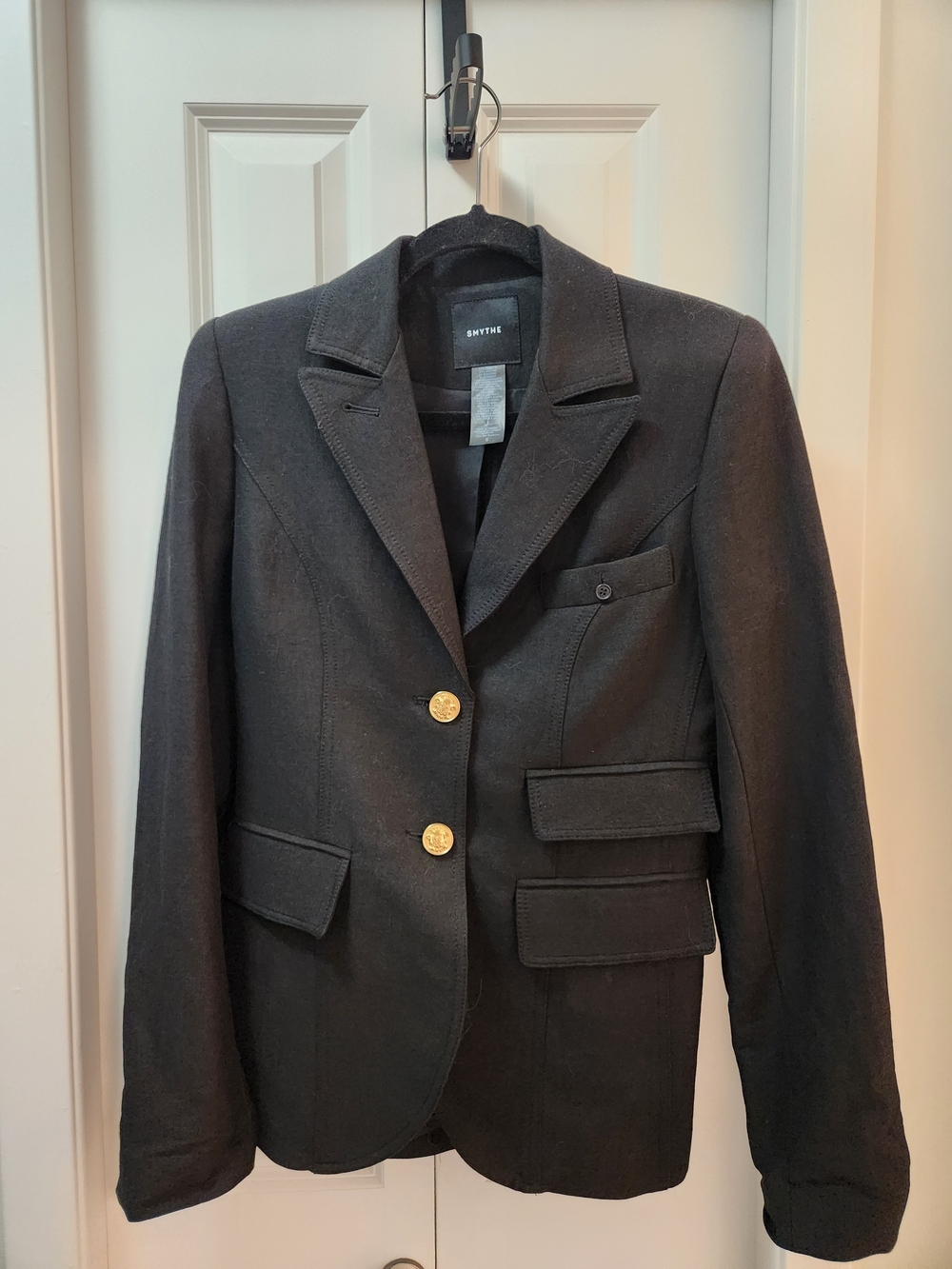 Smythe Black Tailored Blazer with Gold Buttons